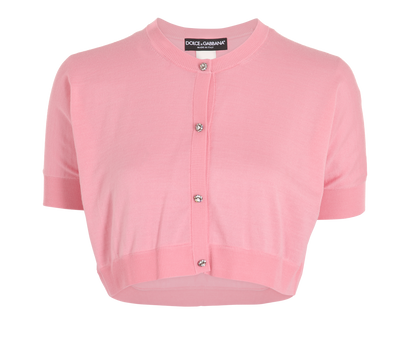 Dolce & Gabbana Cropped Short Sleeves Cardigan, &pound;180, Clothing, Pink, Cashmere/Silk, Front view