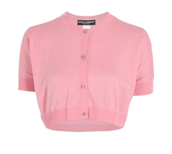 Dolce & Gabbana Cropped Short Sleeves Cardigan,Cashmere/Silk,Pink,UK10,2*