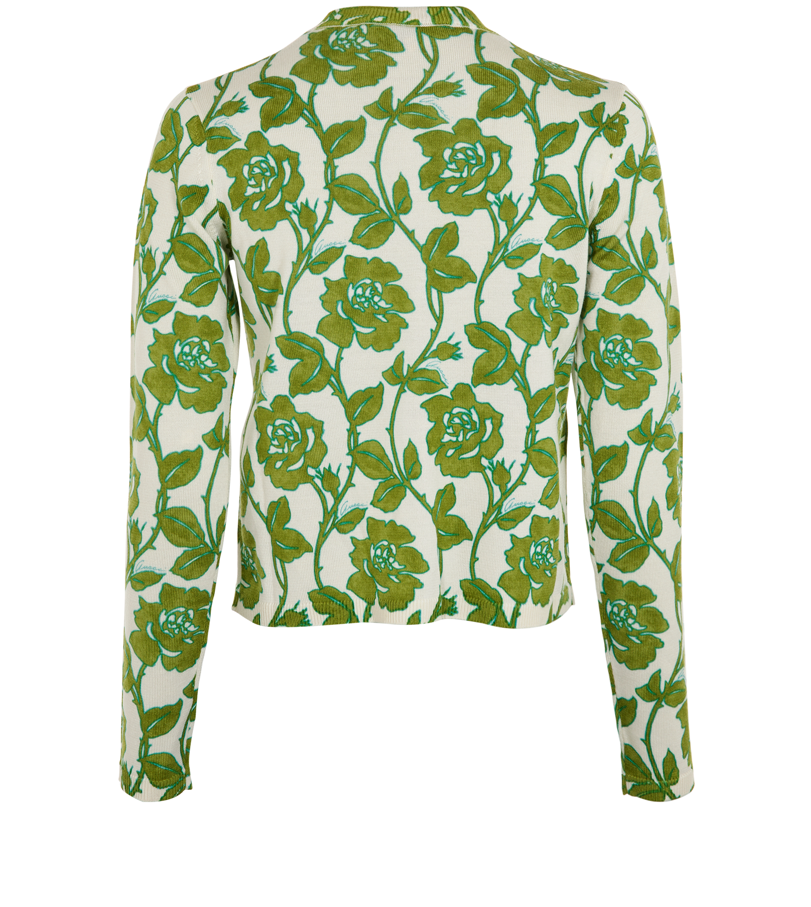 Gucci Floral Print Cardigan, &pound;375, Clothing, Green, Wool, Back view