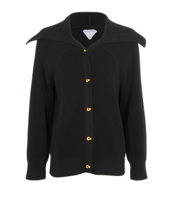 Bottega Veneta Rib Cardigan, Cotton, Black, Sz XS, 2*