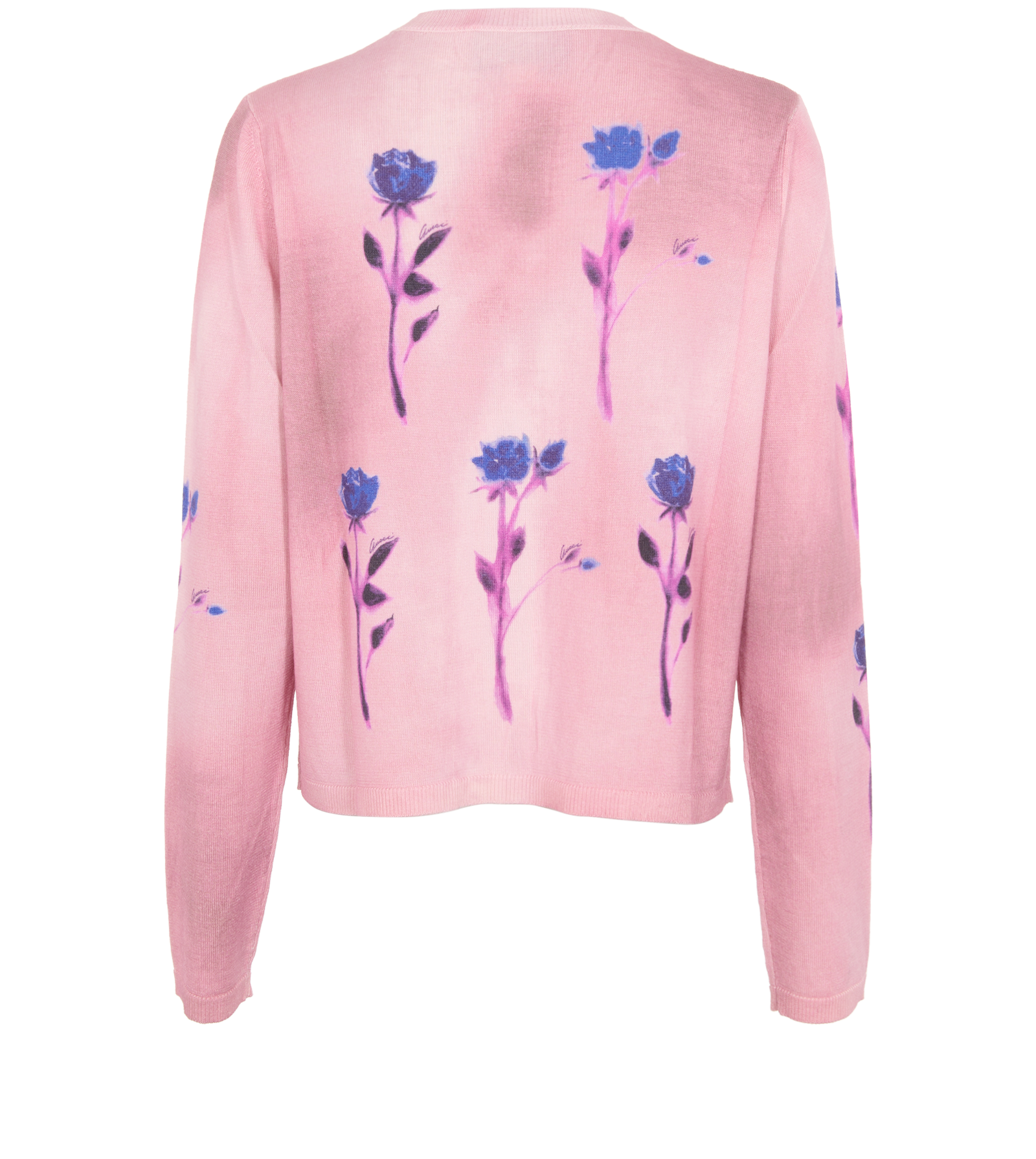 Gucci Floral Print Cardigan, &pound;250, Clothing, Pink, Silk/Wool, Back view