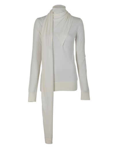 Toteme Draped-Scarf Knit Jumpers, &pound;150, Clothing, White, Silk/Wool, Front view