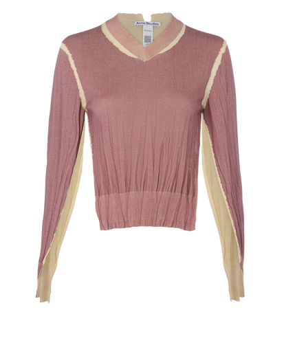 Acne Studios Wrinkled V-Neck Jumper, &pound;175, Clothing, Brown/Cream, Silk/Wool, Front view