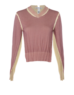 Acne Studios Wrinkled V-Neck Jumper, Wool/Silk, Brown/Cream, Sz S, 2*