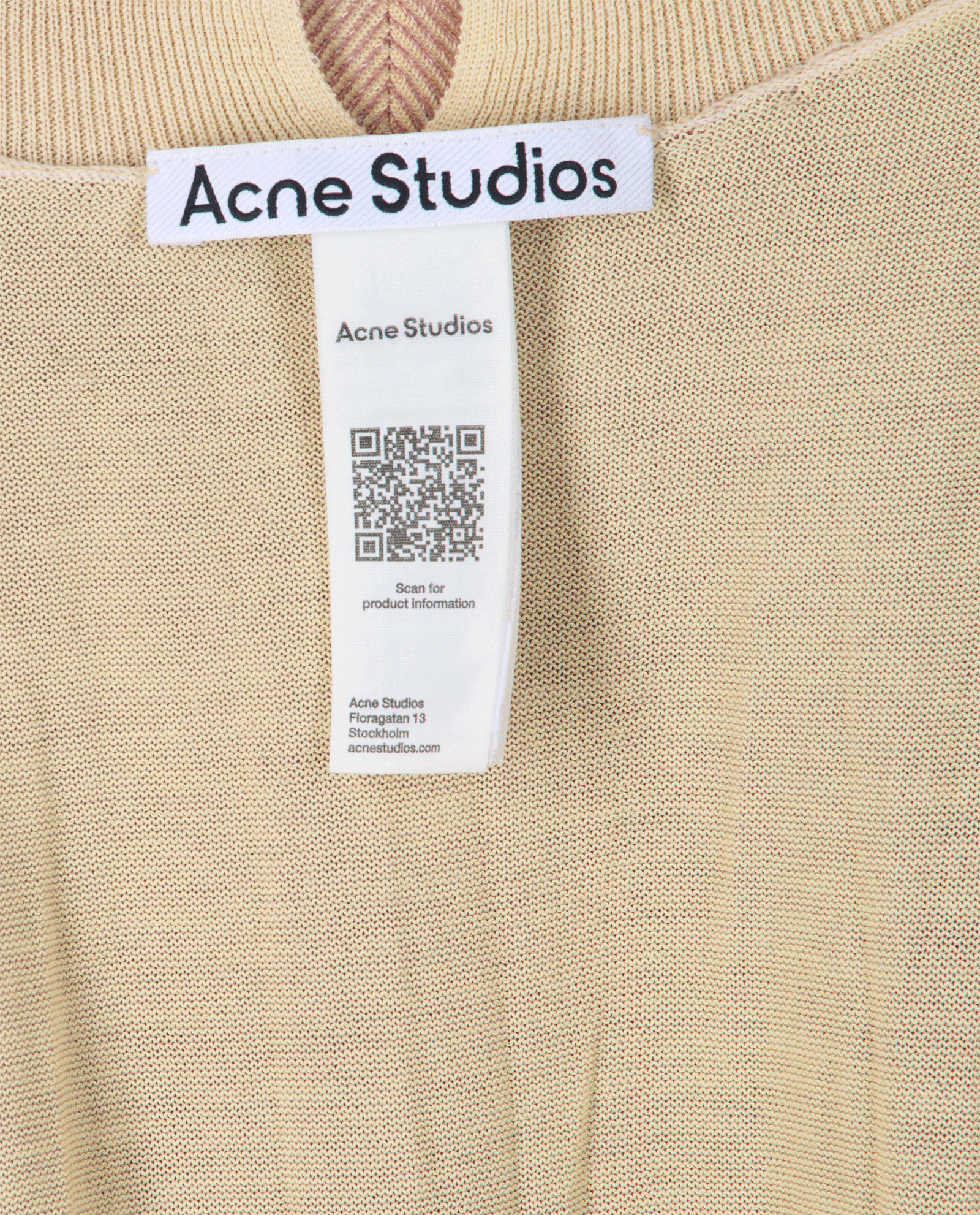 Acne Studios Wrinkled V-Neck Jumper, &pound;175, Clothing, Brown/Cream, Silk/Wool, Other view