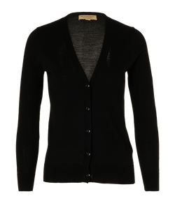 Burberry Check Elbow Patch Cardigan, Wool, Black, Sz XS, 2*