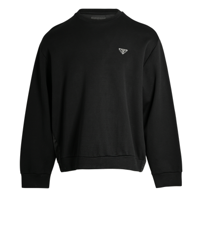 Prada Logo-Plaque Jumper, £410, Clothing, Black, Cotton/Polyester (Polymer), Front view