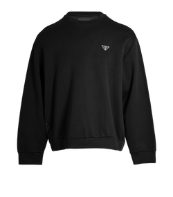 Prada Logo-Plaque Jumper, Mens, Cotton/Poly, Black, Sz M, 3*