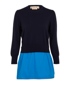 Marni Long Sleeve Jumper, Wool, Navy/Blue, UK10, 2*
