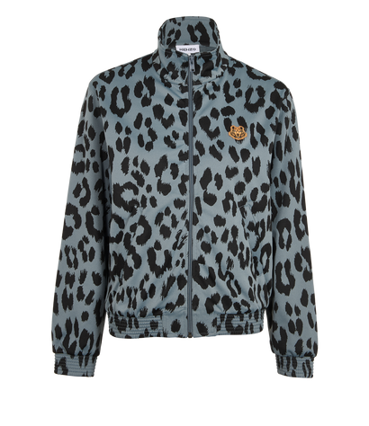 Kenzo Leopard Print Track Jacket, &pound;110, Clothing, Blue, Polyester, Front view