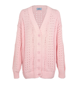 Prada Oversized Cardigan, Cotton, Pink, UK8, 3*