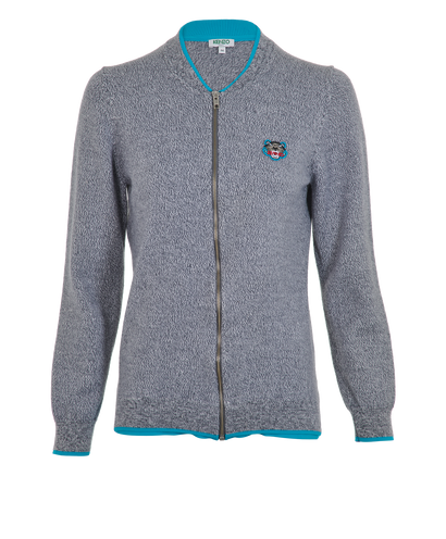 Kenzo Tiger Zipped Jumper, &pound;80, Clothing, Grey, Wool, Front view