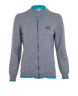 Kenzo Tiger Zipped Jumper, Wool, Grey, Sz M, 2*