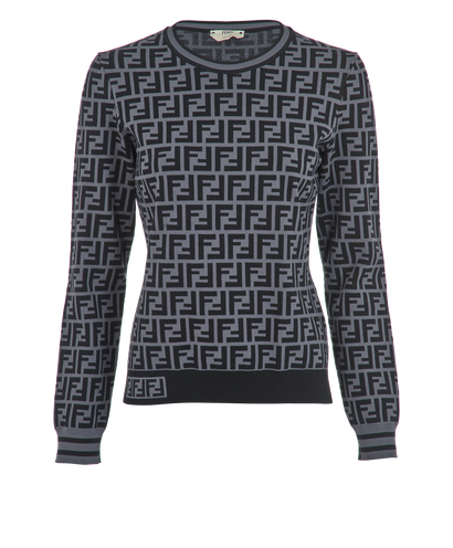 Fendi Logo Jumper, &pound;495, Clothing, Grey, Viscose, Front view