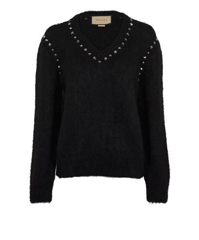 Gucci Studded Jumper, &pound;295, Clothing, Black, Mohair, Front view