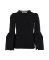 Valentino Fluted Sleeves Jumper, &pound;210, Clothing, Black, Viscose, Front view
