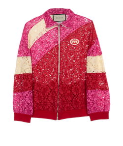 Gucci Floral Track Jacket, Viscose/Cotton, Red/Pink, Sz S, 2*