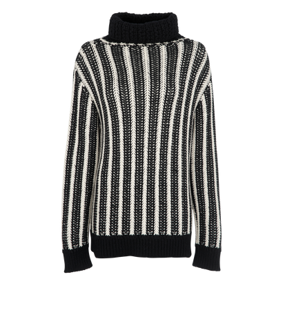 Saint Laurent Striped Jumper, &pound;320, Clothing, Black/White, Cashmere, Front view