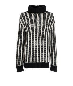 Saint Laurent Striped Jumper, Cashmere, Black/White, Sz M, 2*