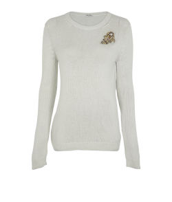 Miu Miu Crystal Embellished Jumper, Cashmere, Blue, UK12, 2*