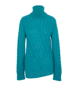 Moncler Turtle-Neck Jumper, Mohair/Poly, Blue, Sz M, 2*