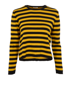 Miu Miu Striped Jumper, Virgin Wool, Yellow/Black, UK10, 2*