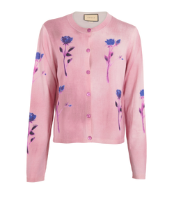 Gucci Floral Cardigan, Silk, Pink, Sz XS, 2*