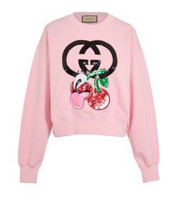 Gucci Embroidered GG Sweatshirt, Cotton, Pink, Sz S, 3*