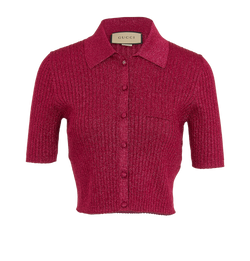 Gucci Metallic Ribbed Cardigan,Viscose, Pink, Sz L, 3*