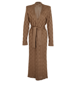 Balmain Check Wrapped Long Cardigan, Viscose, Beige, UK14, 2*