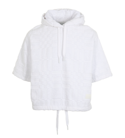Burberry Oversized Terry Cloth Hoodie, Cotton, White, Sz M, 2*
