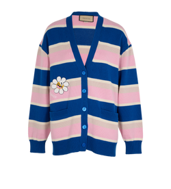 Gucci Striped Cardigan, Cotton/Wool, Pink/Blue, Sz XS, 3*