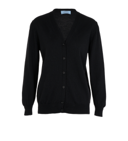 Prada Classic Cardigan, Wool, Black, UK12, 2*