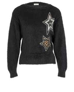 Saint Laurent Stars Embellished Jumper, Mohair, Black, Sz XS, 2*