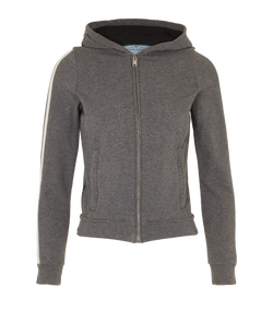 Prada Sport Zip-Up Hoodie, Cotton, Grey/White, Sz XS, 1*