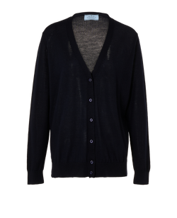 Prada V-Neck Cardigan, Virgin Wool, Navy, UK10, 2*