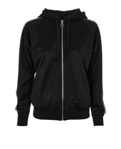 Gucci Web Zip Up Hoodie, Polyester/Crystals, Black, Sz XS, 3*