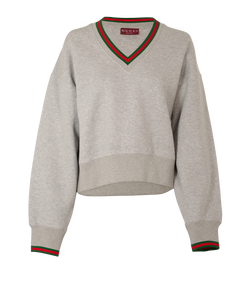 Gucci Web Jumper, Cotton/Poly, Grey, Sz L, 3*