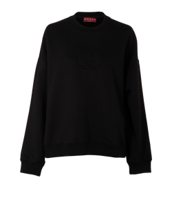 Gucci Embossed Interlocking GG Jumper, Cotton, Black, Sz M, 2*