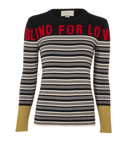 Gucci Blind For Love Stripe Jumper, Cashmere/Silk, Black/White, Sz S, 2*