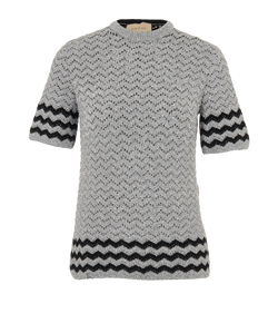 Gucci Lurex Short Sleeve Jumper, Viscose, Silver, Sz XS, 2*