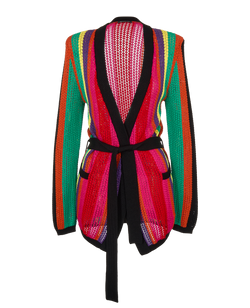 Balmain Rainbow Knit Belted Cardigan, Viscose, Multi, UK8, 3*