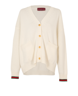 Gucci Web Cardigan, Wool/Cashmere, White, Sz XS, 2*
