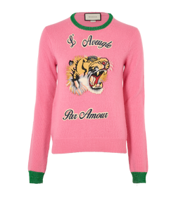 Gucci L'Aveugle Cardigan, Wool, Pink, Sz M, 2*