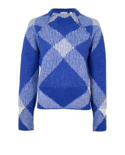Burberry Check Safety Pins Jumper, Alpaca, Blue, Sz XXS, 2*