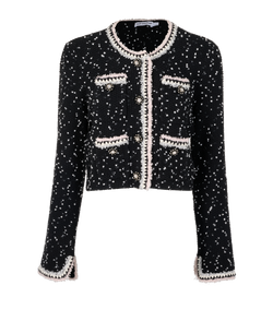 Self-Portrait Kitted Cardigan, Poly/Cotton, Blk, Sz L, 2*