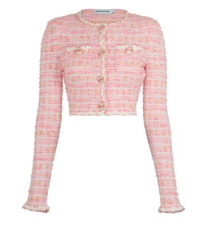 Self-Portrait Bow Crochet Cardigan, front view