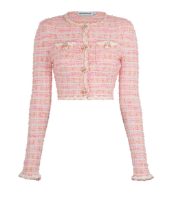 Self-Portrait Bow Crochet Cardigan, Poly, Pink, Sz XS, 2*