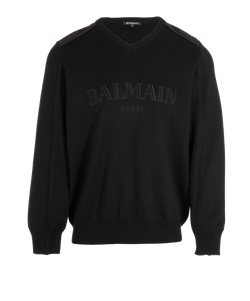 Balmain Logo Jumper, Mens, Cotton/Acrylic, Black, Sz XL, 2*
