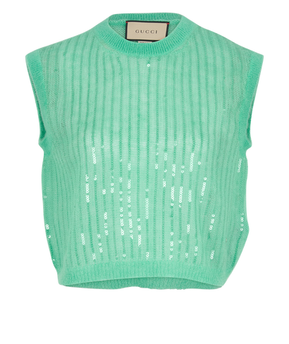 Gucci Sequins Gilet, £450, Clothing, Green, Mohair, Front view
